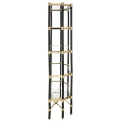 Art Deco Black And Gold Metal Large 5 Tier Shelving Display Unit Bookcase 183cm