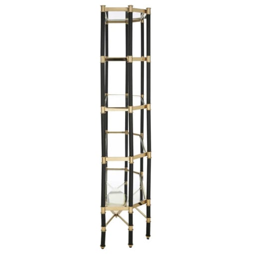 Art Deco Black And Gold Metal Large 5 Tier Shelving Display Unit Bookcase 183cm
