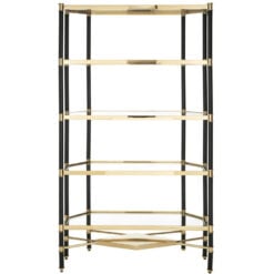 Art Deco Black And Gold Metal Large 5 Tier Shelving Display Unit Bookcase 183cm