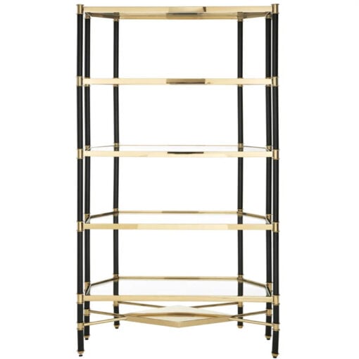Art Deco Black And Gold Metal Large 5 Tier Shelving Display Unit Bookcase 183cm