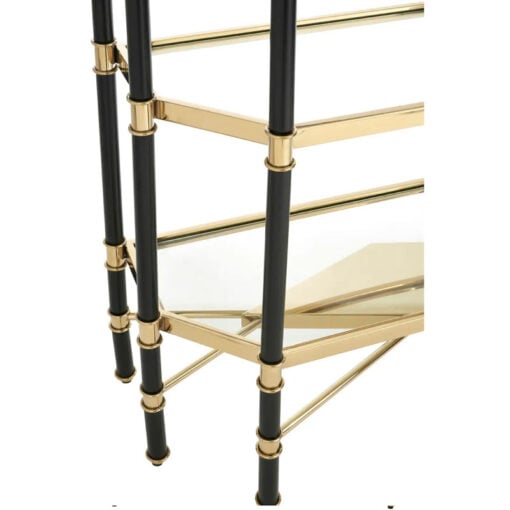 Art Deco Black And Gold Metal Large 5 Tier Shelving Display Unit Bookcase 183cm