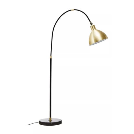 Black And Gold Metal Arch Floor Lamp With Black Marble Base 175cm