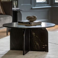Black Solid Marble Arched Base Round Coffee Table  80cm