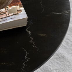 Black Solid Marble Arched Base Round Coffee Table 80cm
