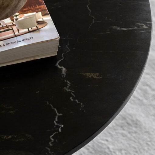 Black Solid Marble Arched Base Round Coffee Table  80cm