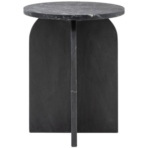 Black Solid Marble Arched Base Round Side Table End Table