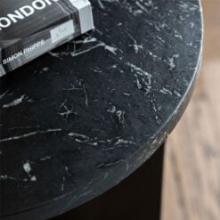 Black Solid Marble Arched Base Round Side Table End Table