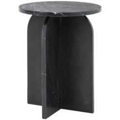 Black Solid Marble Arched Base Round Side Table End Table