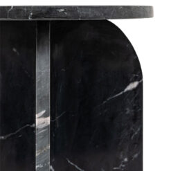 Black Solid Marble Arched Base Round Side Table End Table