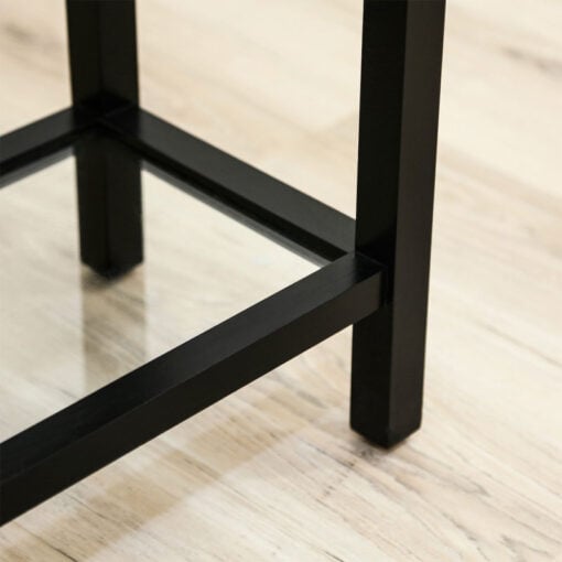 Black Solid Pine Wood 2 Drawer 1 Glass Shelf Large Bedside Cabinet
