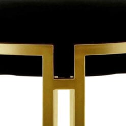 Black Velvet And Champagne Gold Metal Tufted Vanity Bedroom Hallway Bench Ottoman 80cm