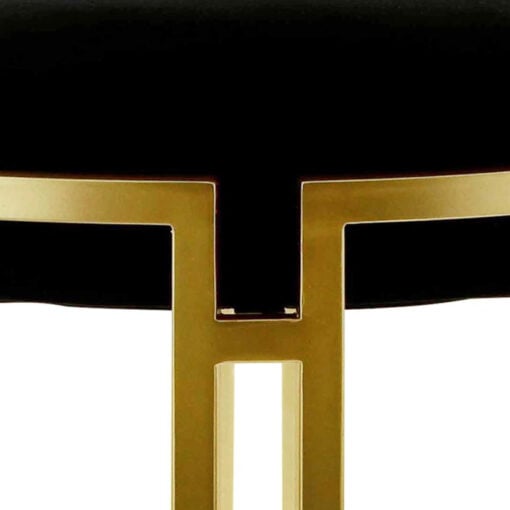 Black Velvet And Champagne Gold Metal Tufted Vanity Bedroom Hallway Bench Ottoman 80cm