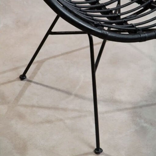 Boho Black Rattan And Black Metal Accent Chair Armchair