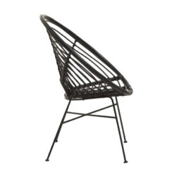 Boho Black Rattan And Black Metal Accent Chair Armchair