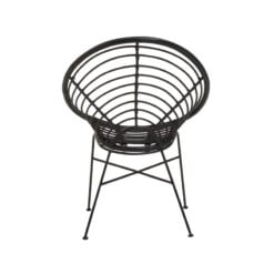 Boho Black Rattan And Black Metal Accent Chair Armchair