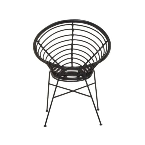 Boho Black Rattan And Black Metal Accent Chair Armchair