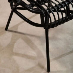 Boho Black Rattan And Metal Scalloped Peacock High Back Armchair Accent Chair