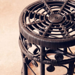 Boho Black Rattan Set Of 2 Nesting Side Tables End Tables