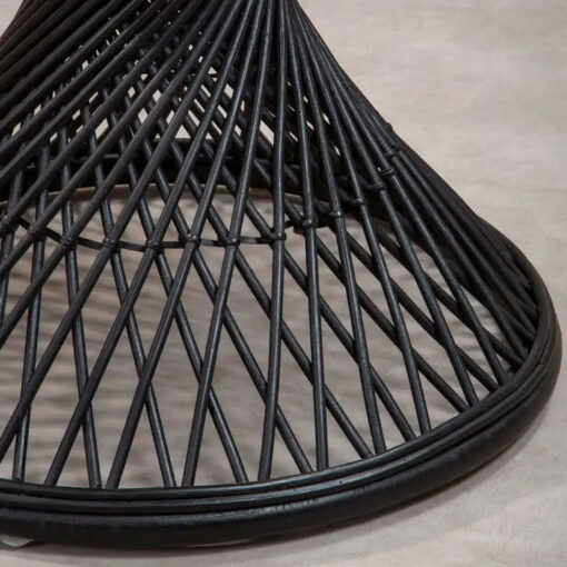 Boho Black Rattan Twisted Hour Glass Shaped Side Table End Table