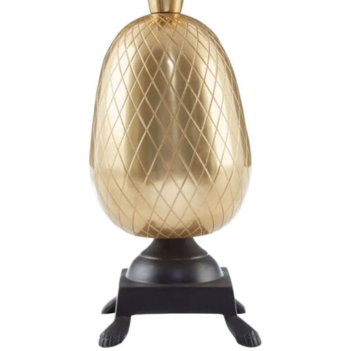Boho Gold Metal Large Pineapple Table Lamp With Black Cotton Shade 65cm