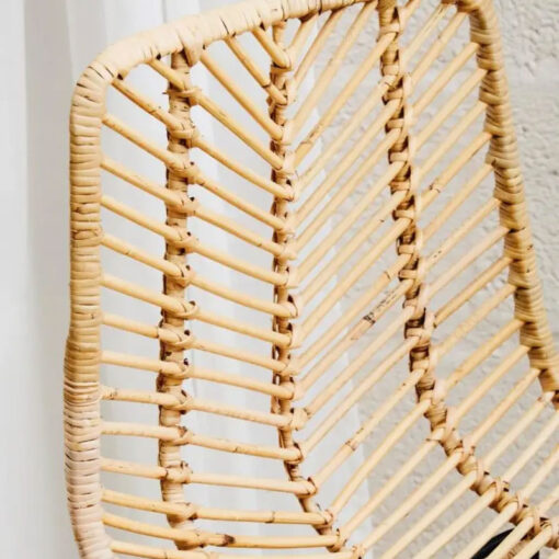 Boho Natural Rattan And Black Metal Bar Stool