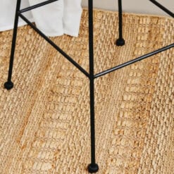 Boho Natural Rattan And Black Metal Bar Stool