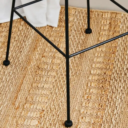 Boho Natural Rattan And Black Metal Bar Stool