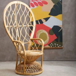 Boho Natural Rattan Peacock Armchair Accent Chair Statement Chair