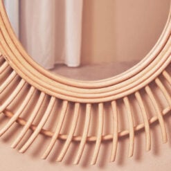 Boho Natural Rattan Tear Drop Shaped Wall Mirror 87cm