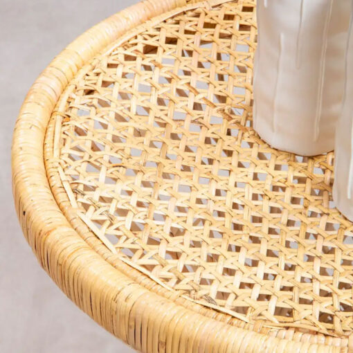 Boho Natural Rattan Twisted Hour Glass Shaped Side Table End Table