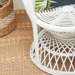Boho Natural White Rattan Peacock Armchair Accent Chair Statement Chair