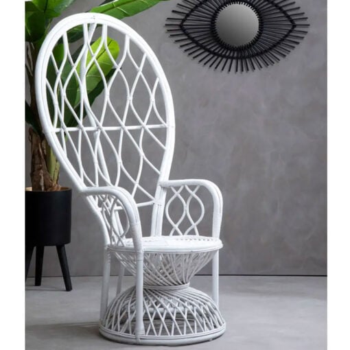 Boho Natural White Rattan Peacock Armchair Accent Chair Statement Chair
