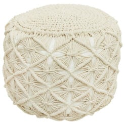 Boho Off White Cotton Macrame Pouffe Stool Footstool