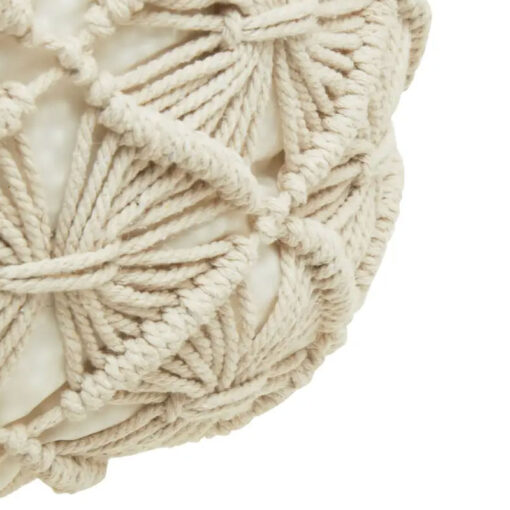 Boho Off White Cotton Macrame Pouffe Stool Footstool