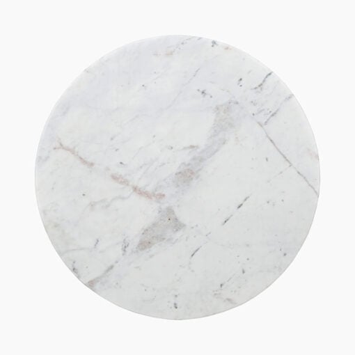 Boho Rustic Chunky Solid Dark Acacia Wood Round Coffee Table With White Marble Top 100cm