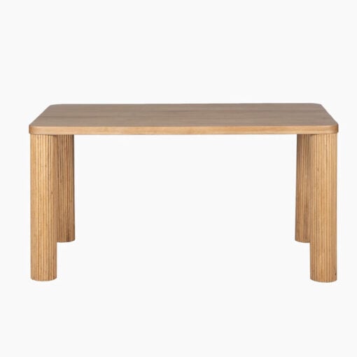 Boho Rustic Light Solid Mango Wood 6 Seater Dining Table With Carved Legs 150cm