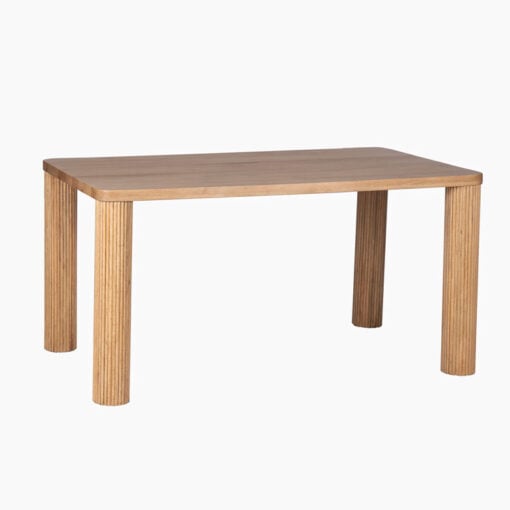 Boho Rustic Light Solid Mango Wood 6 Seater Dining Table With Carved Legs 150cm