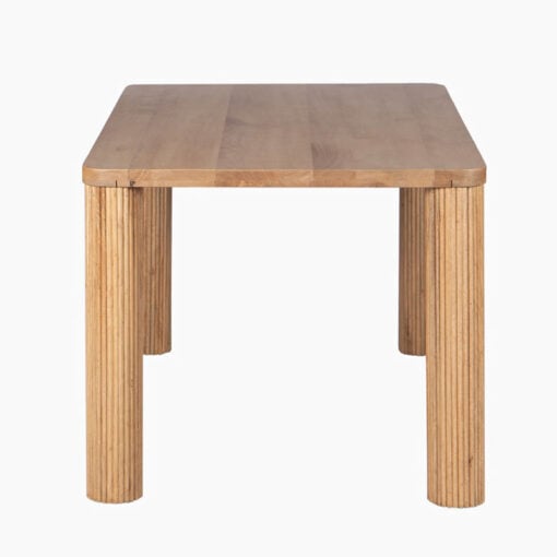 Boho Rustic Light Solid Mango Wood 6 Seater Dining Table With Carved Legs 150cm