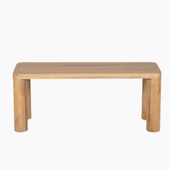 Boho Rustic Light Solid Mango Wood Backless Dining Bench With Carved Legs 110cm
