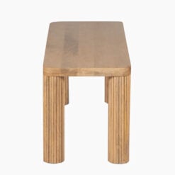 Boho Rustic Light Solid Mango Wood Backless Dining Bench With Carved Legs 110cm