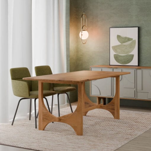 Boho Rustic Light Walnut Finish Solid Mango Wood 6 Seater Dining Table 180cm