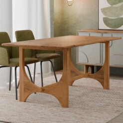 Boho Rustic Light Walnut Finish Solid Mango Wood 6 Seater Dining Table 180cm