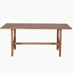 Boho Rustic Light Walnut Finish Solid Mango Wood 6 Seater Dining Table 180cm