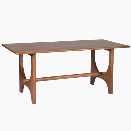 Boho Rustic Light Walnut Finish Solid Mango Wood 6 Seater Dining Table 180cm