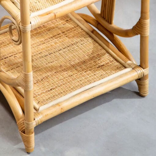 Boho Rustic Natural Rattan 3 Tier Open Freestanding Shelving Unit 107cm