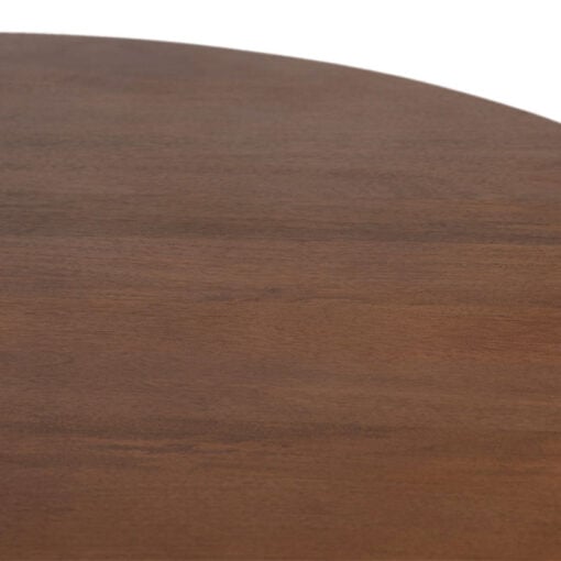 Boho Rustic Pedestal Round Solid Mango Wood 4 Seater Dining Table In Dark Walnut Finish 120cm