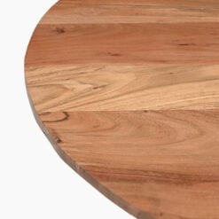 Boho Rustic Solid Acacia Wood Round Totem Pedestal Coffee Table