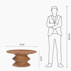 Boho Rustic Solid Acacia Wood Round Totem Pedestal Coffee Table