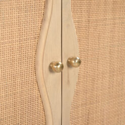 Boho Rustic Solid Light Mango Wood And Rattan Cane 2 Door Cabinet Sideboard