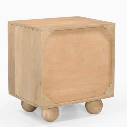 Boho Rustic Solid Light Mango Wood And Rattan Cane 2 Drawer Bedside Cabinet Side Table